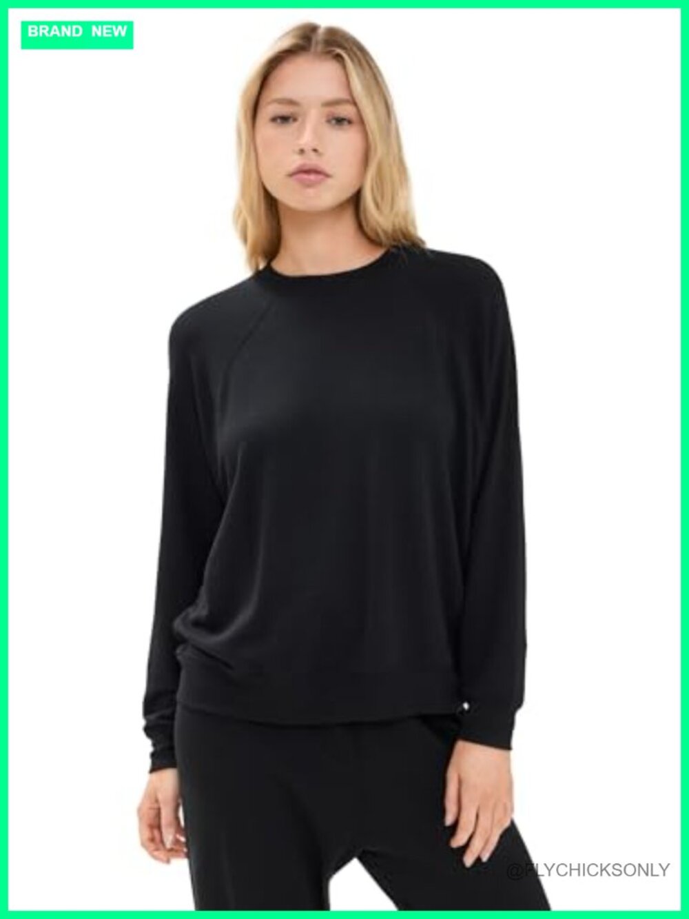 Oversized Soft Fleece Crewneck Sweatshirt Long Raglan Sleeves Pullover